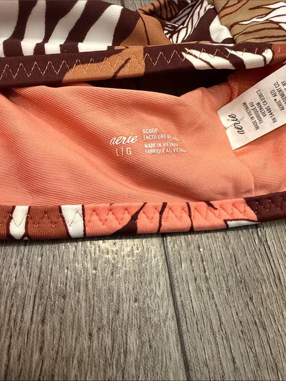 aerie Floral Triangle Bikini Set in Rust, Coral, and White